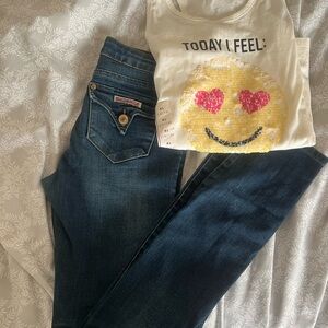 Emoji Tank Top and Blue Hudson Skinny Jeans Set